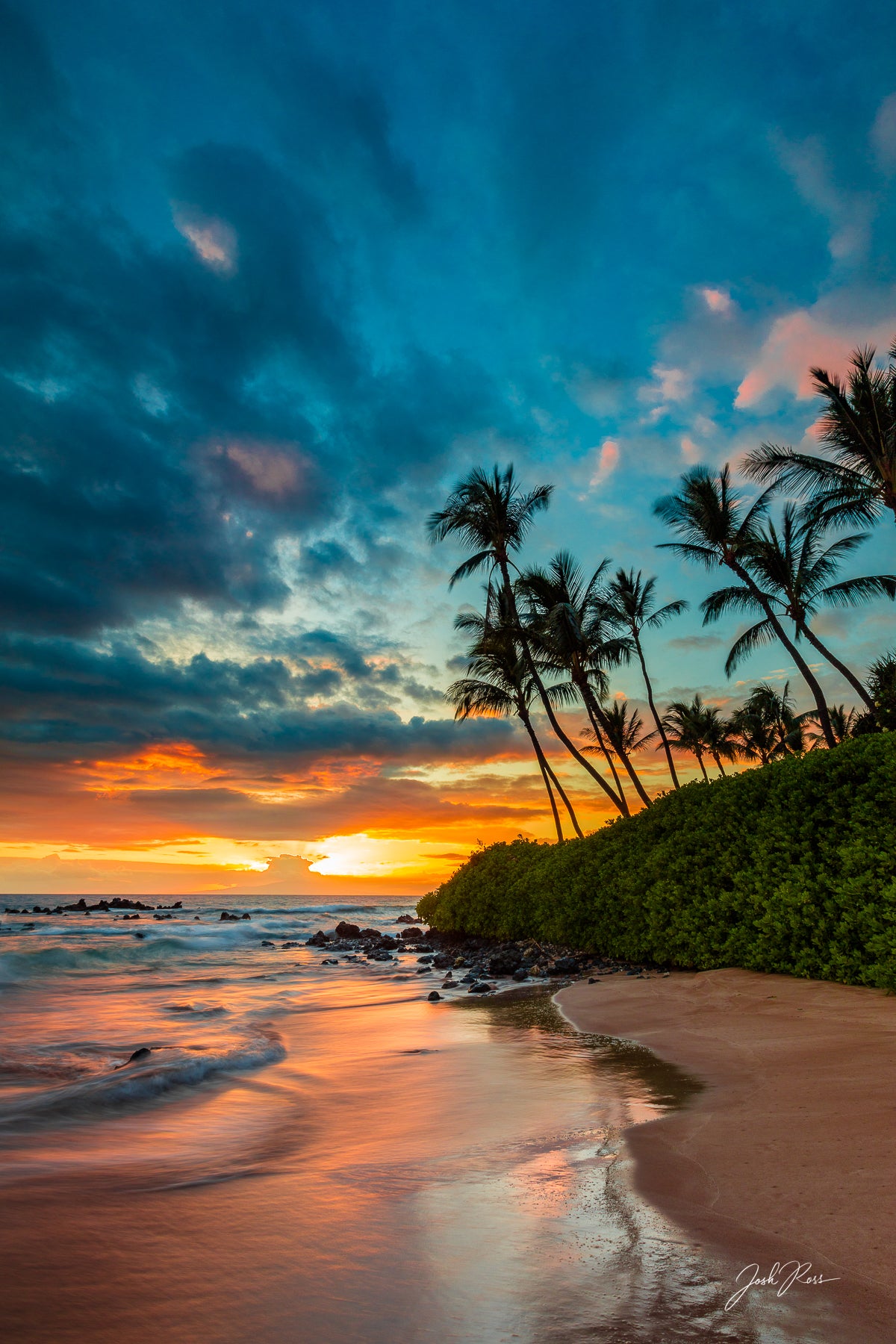 Puesta de sol en la playa de Palauea